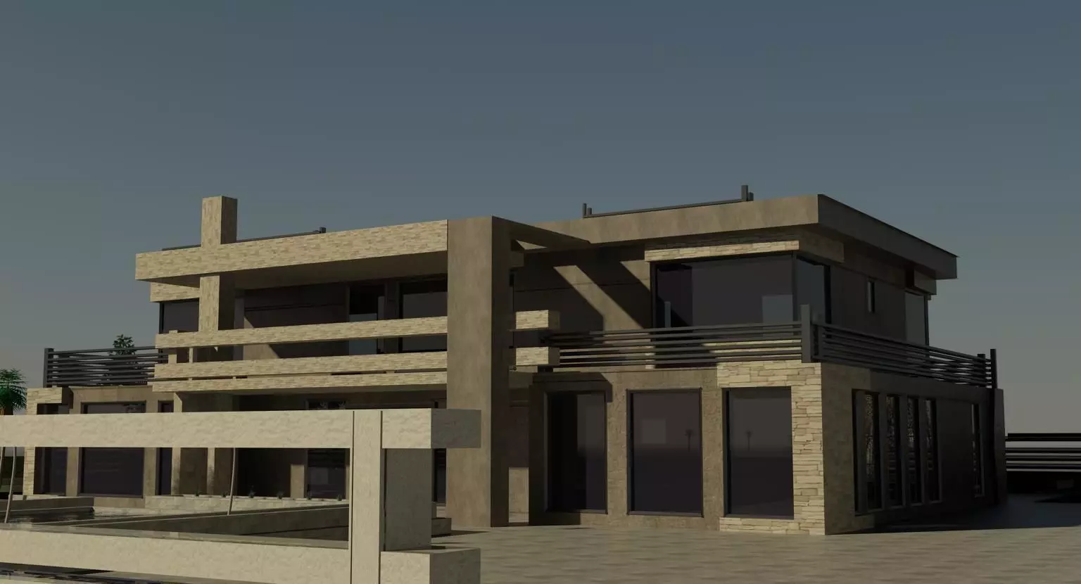 Villa modern house on beach 3D model_0