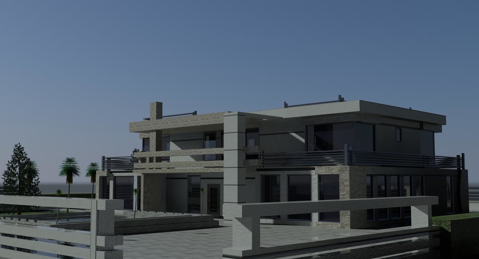 Villa modern house on beach 3D model_2