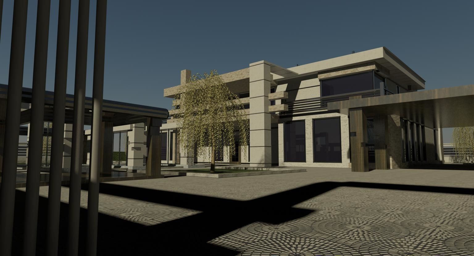 Villa modern house on beach 3D model_7