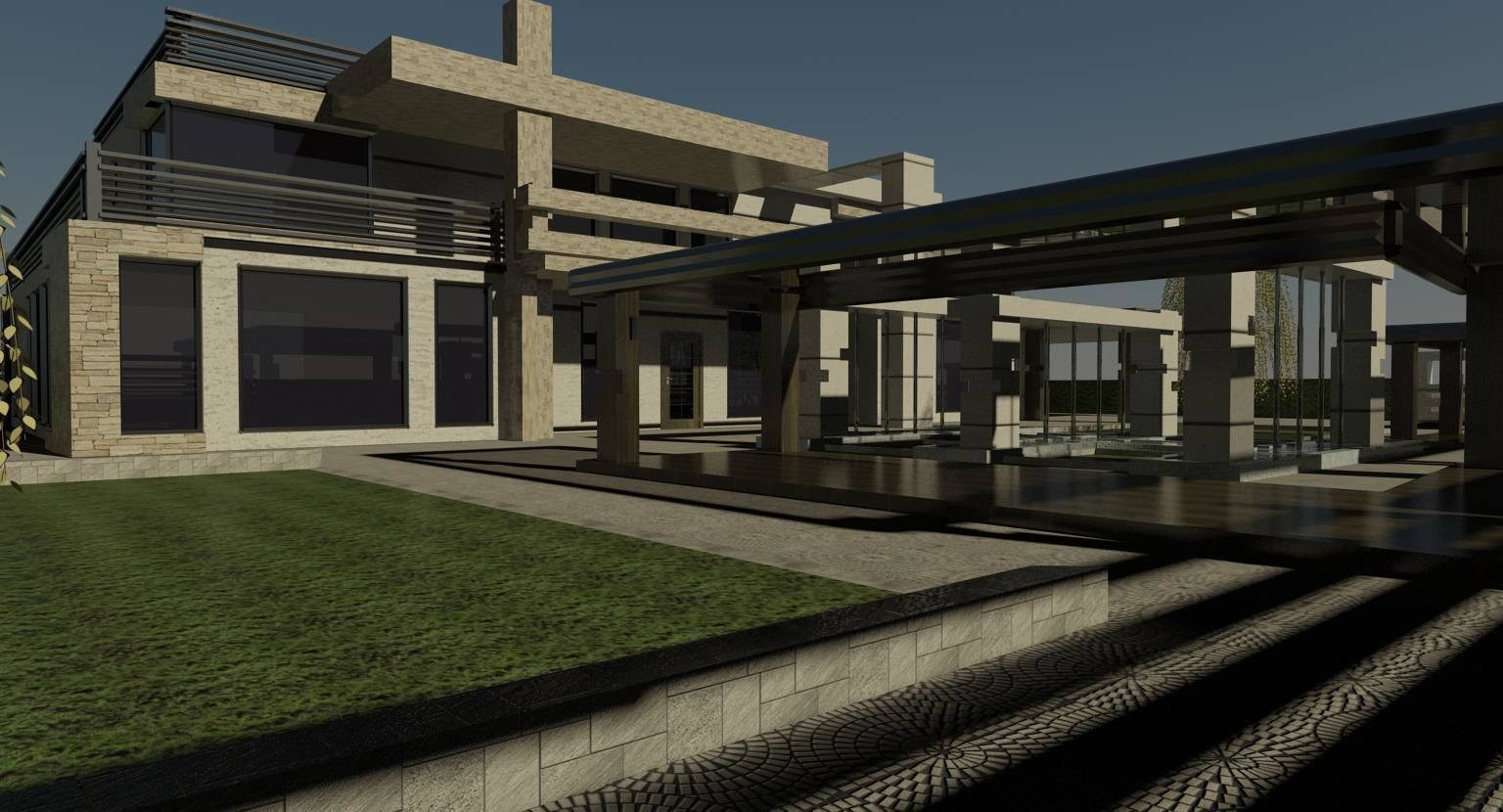 Villa modern house on beach 3D model_8