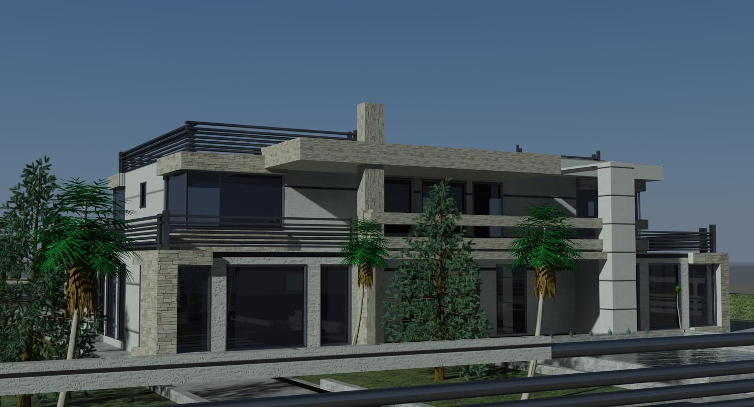 Villa modern house on beach 3D model_5