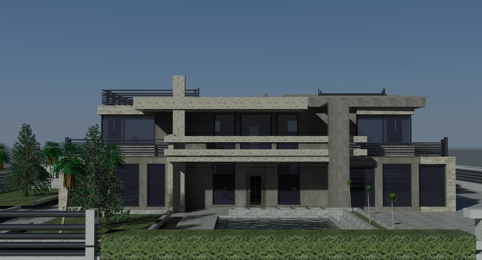 Villa modern house on beach 3D model_1