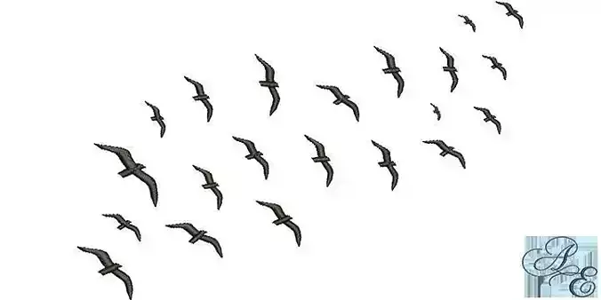 birds flock of seagulls flying in sky Free 3D model