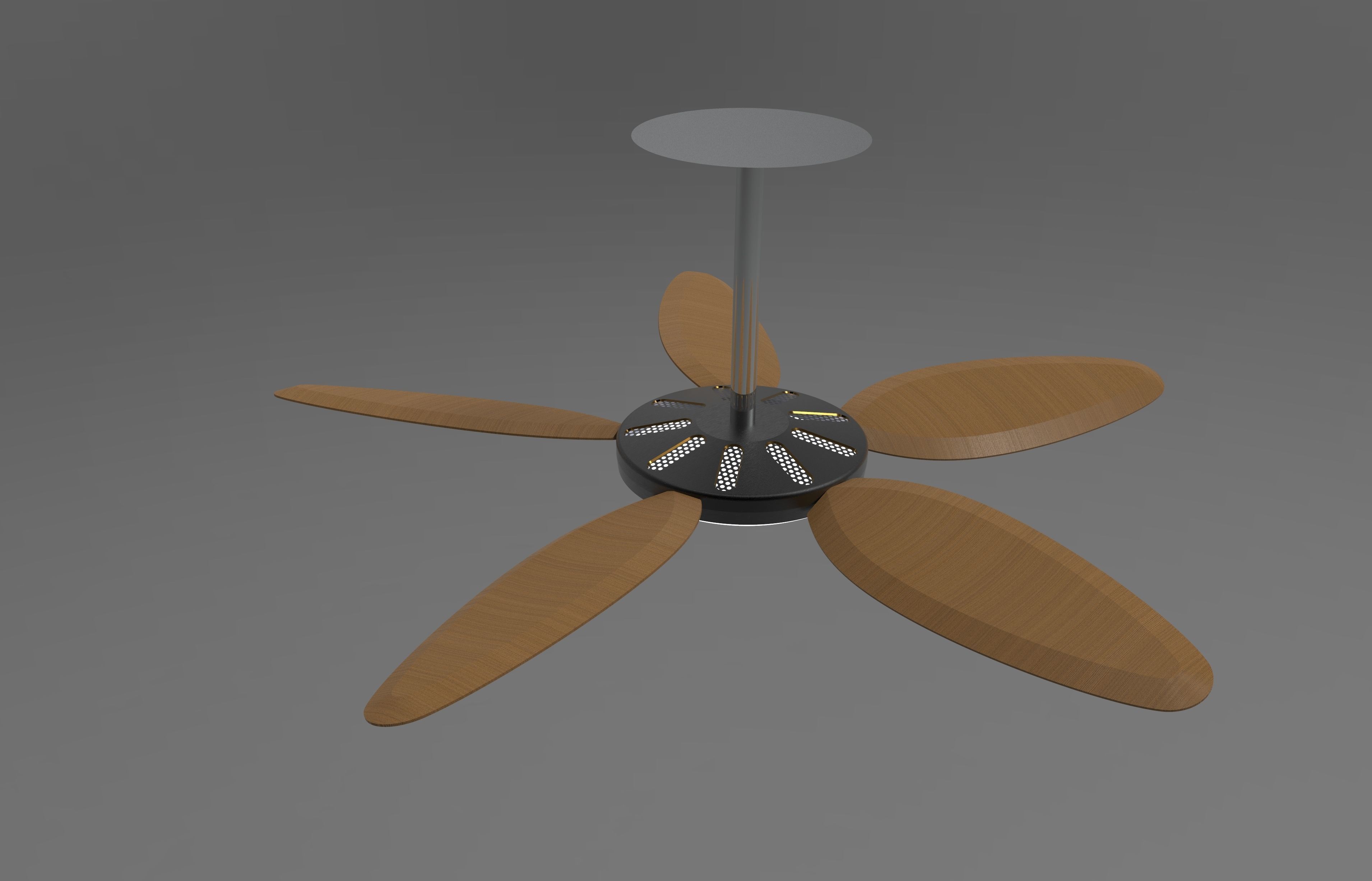 Modern wood ceiling fan 3D model_2