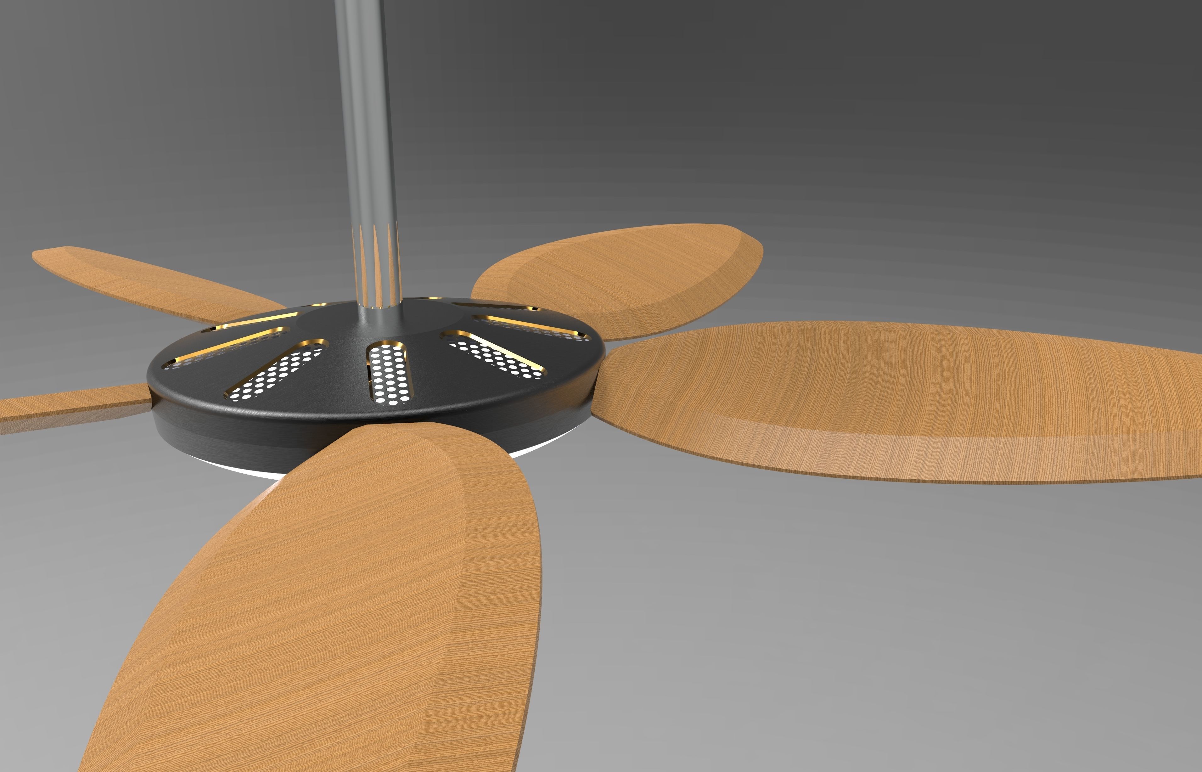 Modern wood ceiling fan 3D model_3
