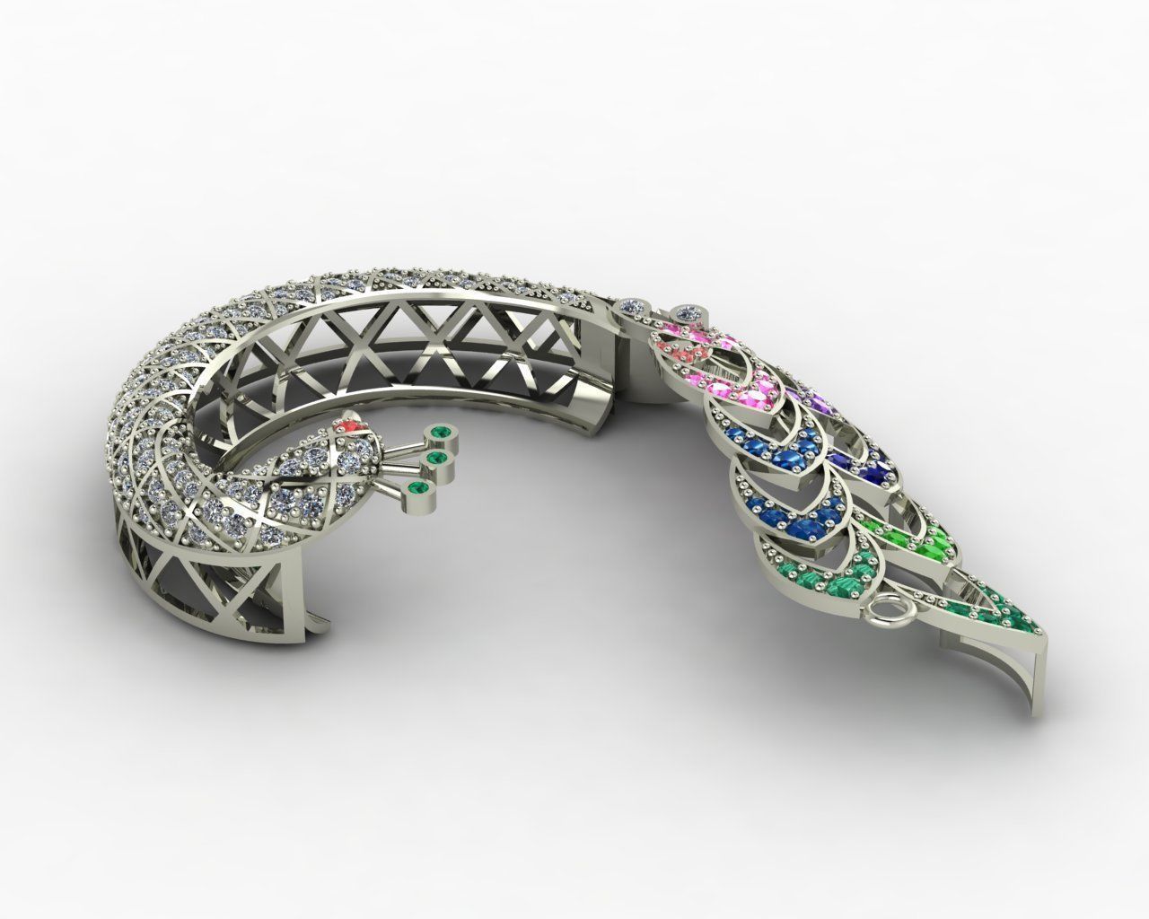 Peacock pendant 3D print model_7