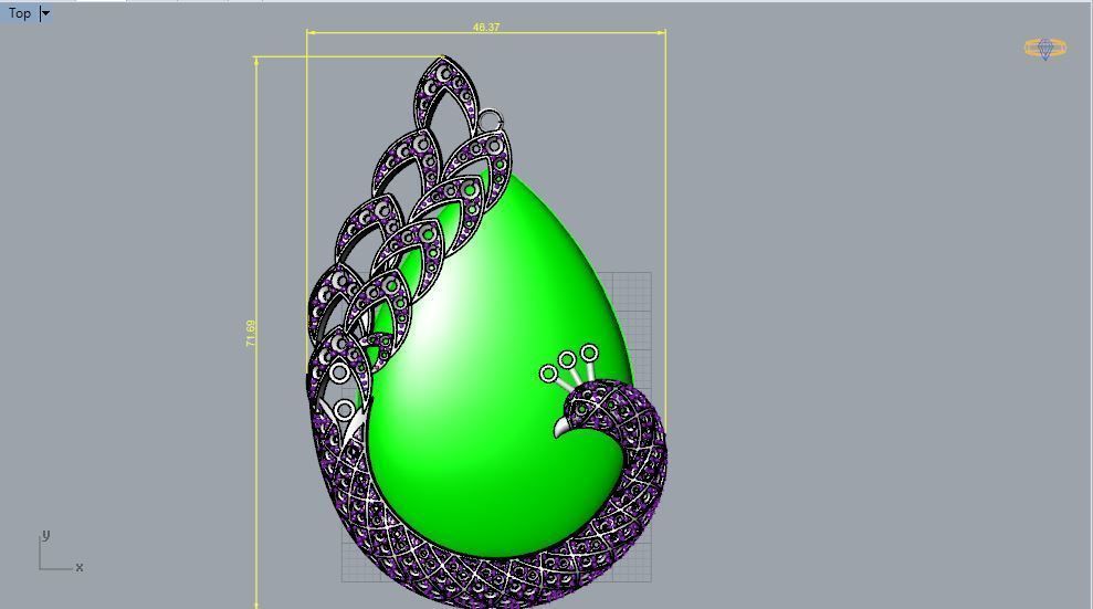 Peacock pendant 3D print model_10