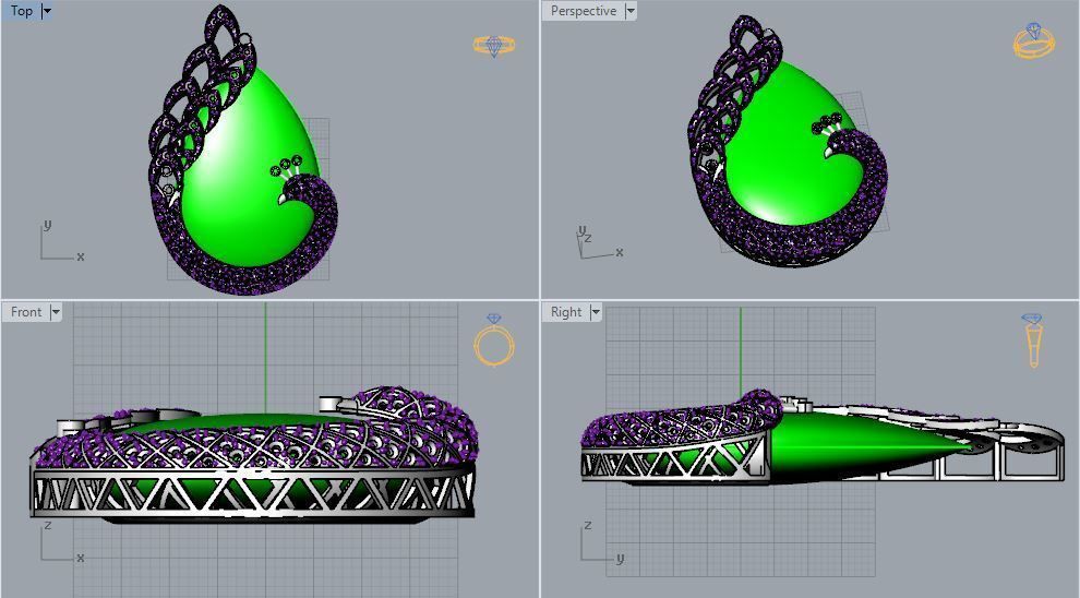 Peacock pendant 3D print model_9