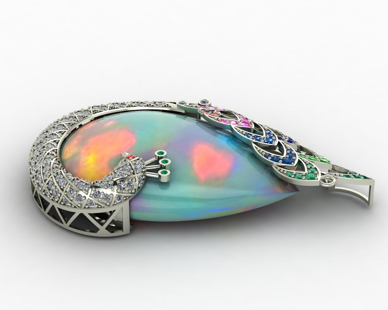 Peacock pendant 3D print model_6