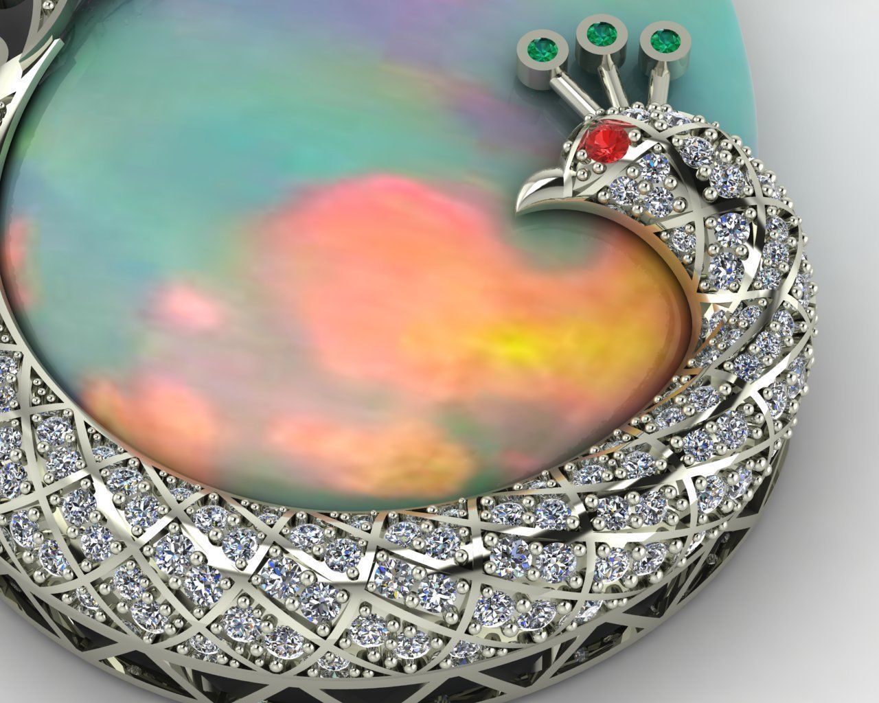 Peacock pendant 3D print model_8