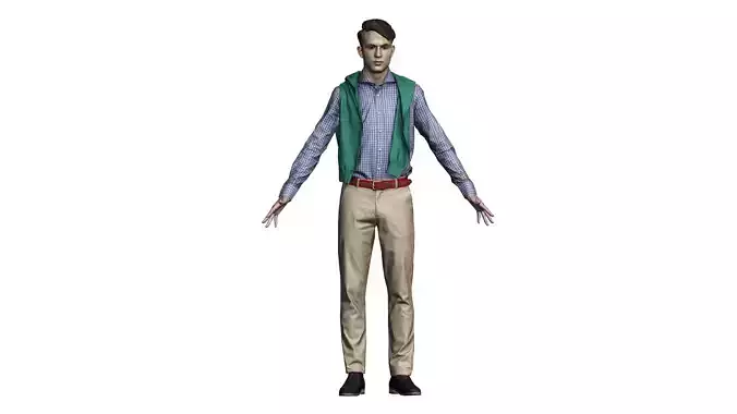 realistic man in vest and tan pants