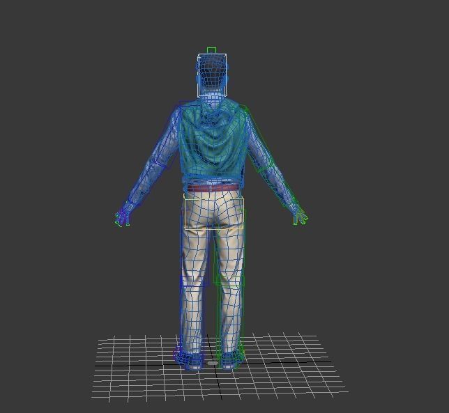 realistic man in vest and tan pants Low-poly 3D model_4