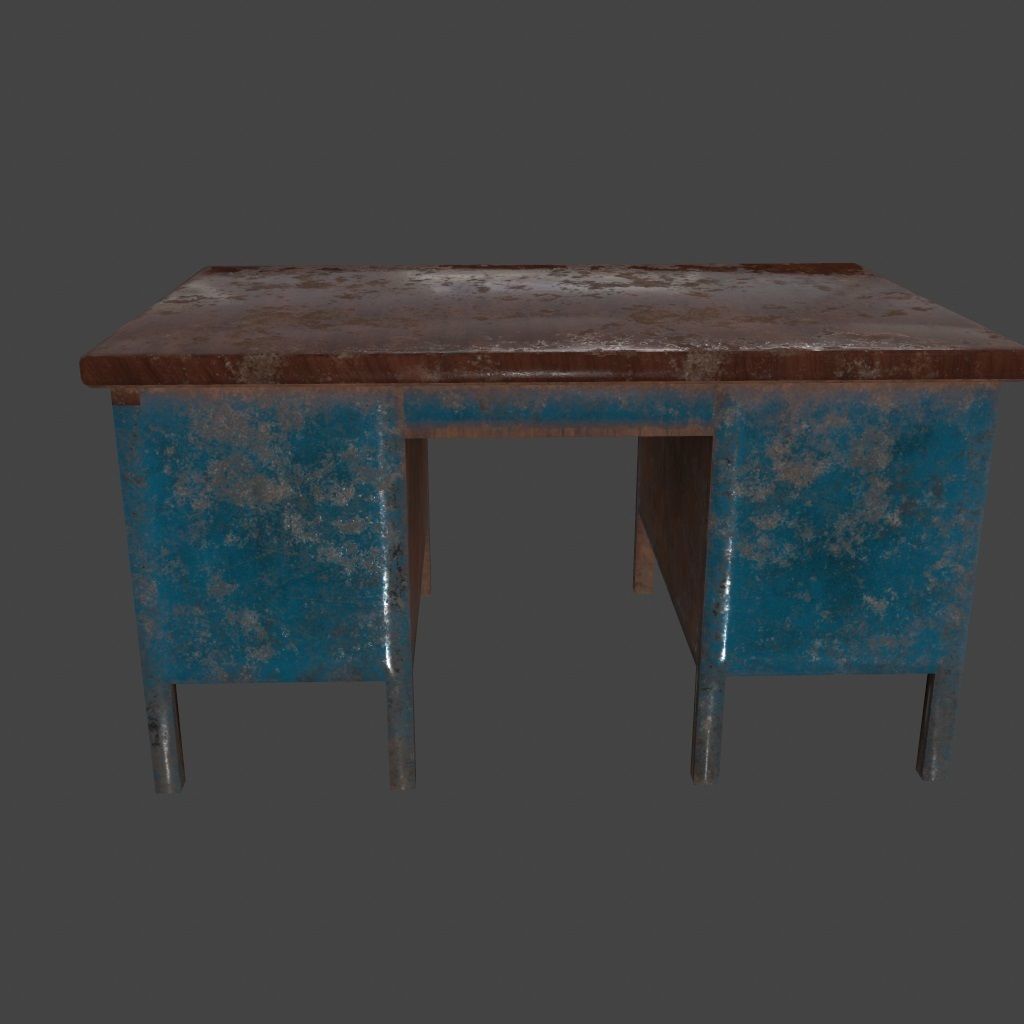 desk 2 metal table with rust Low-poly 3D model_6