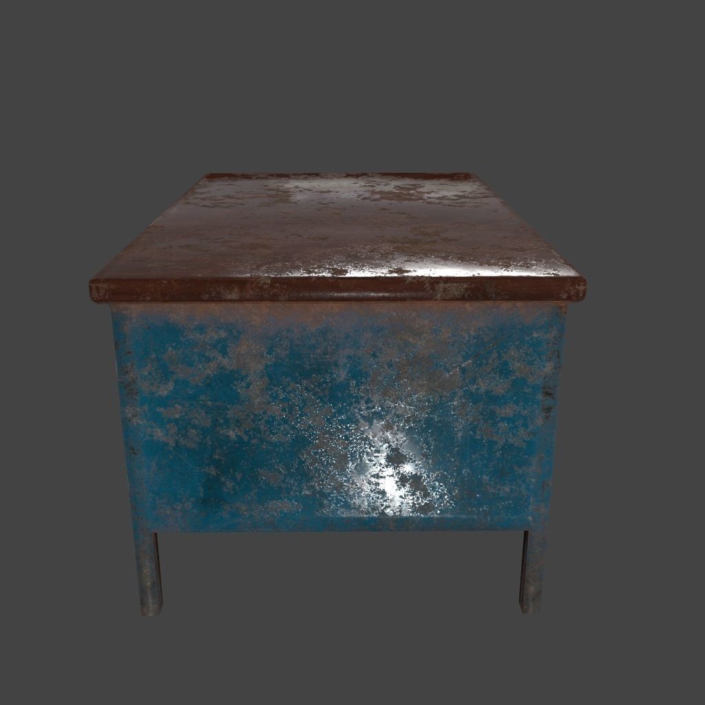 desk 2 metal table with rust Low-poly 3D model_5