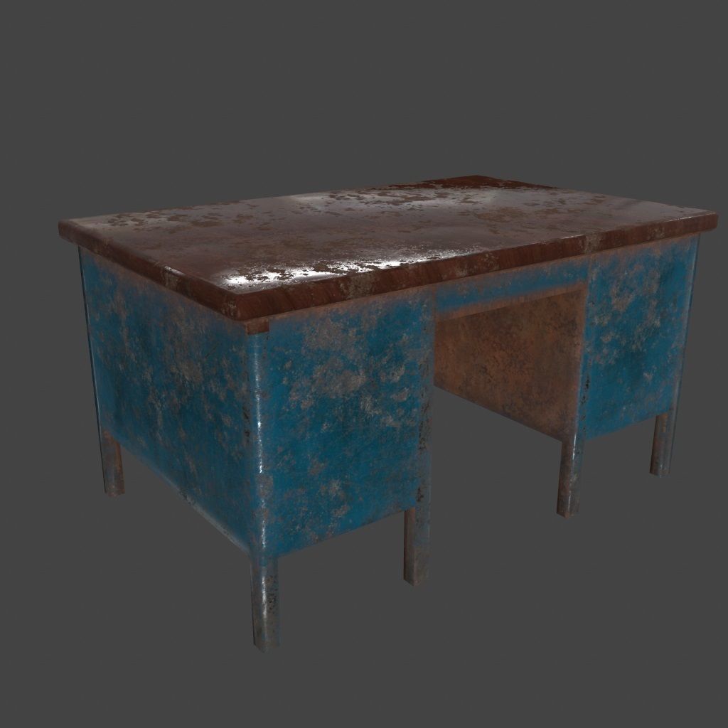 desk 2 metal table with rust Low-poly 3D model_8