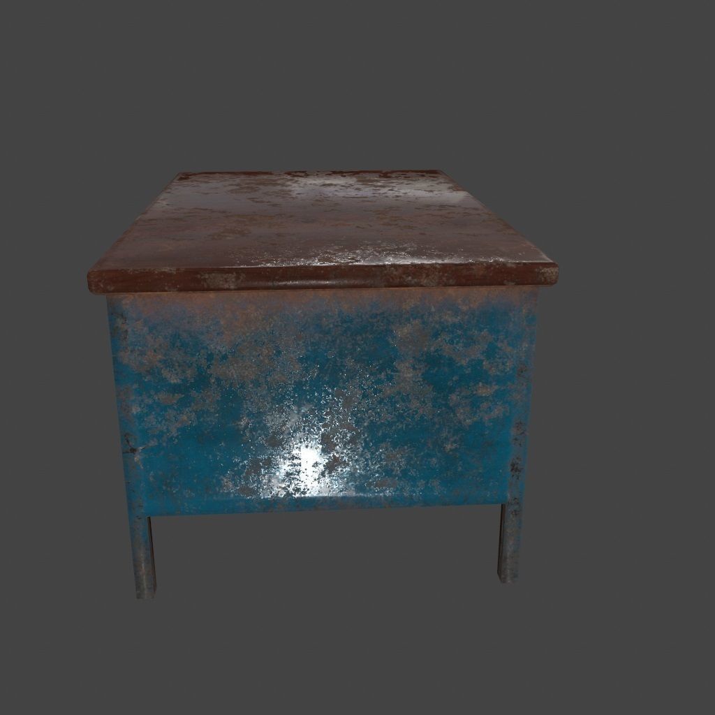 desk 2 metal table with rust Low-poly 3D model_1