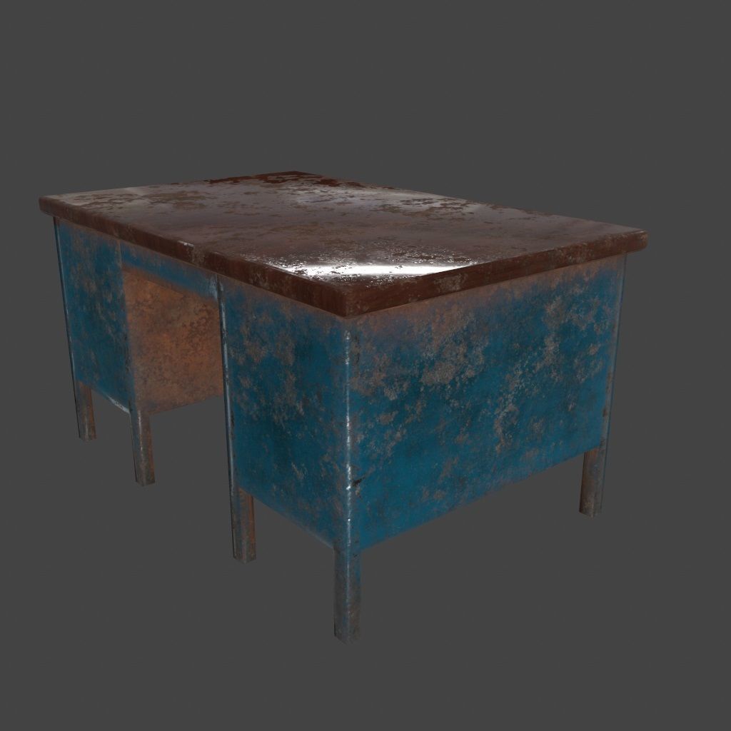 desk 2 metal table with rust Low-poly 3D model_4