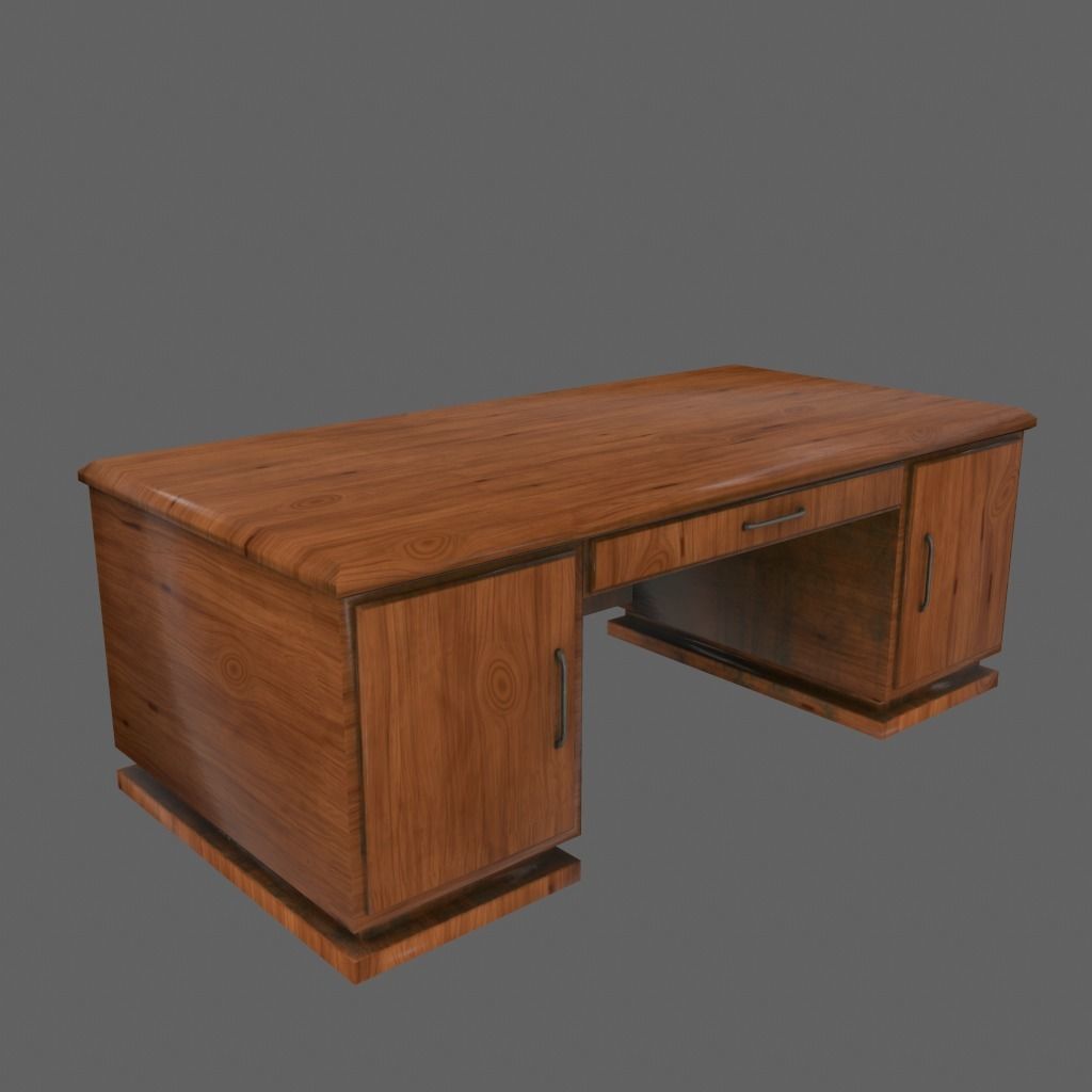 desk 3 wooden box Low-poly 3D model_5
