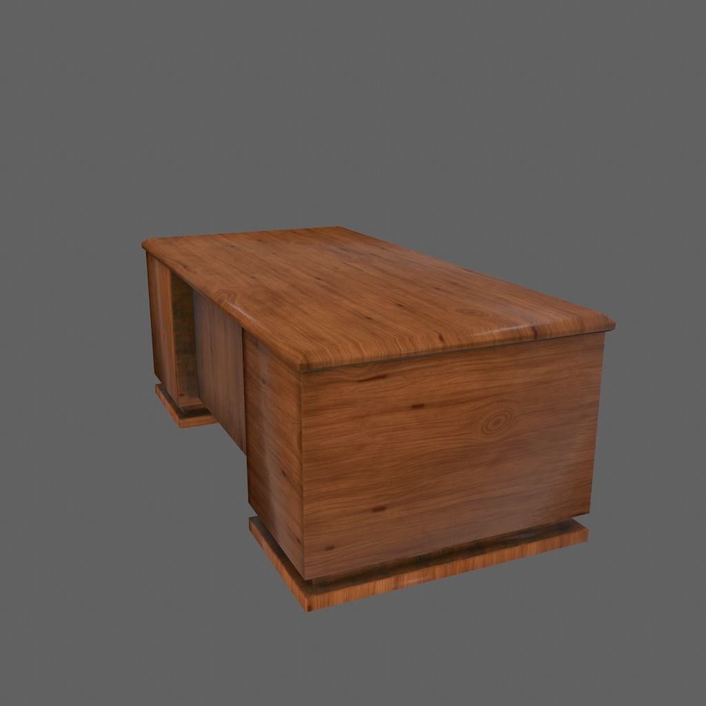 desk 3 wooden box Low-poly 3D model_4