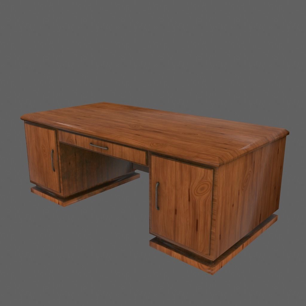 desk 3 wooden box Low-poly 3D model_9