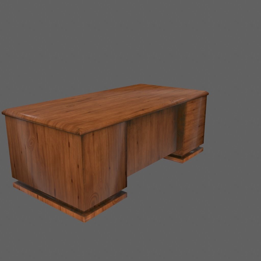 desk 3 wooden box Low-poly 3D model_2