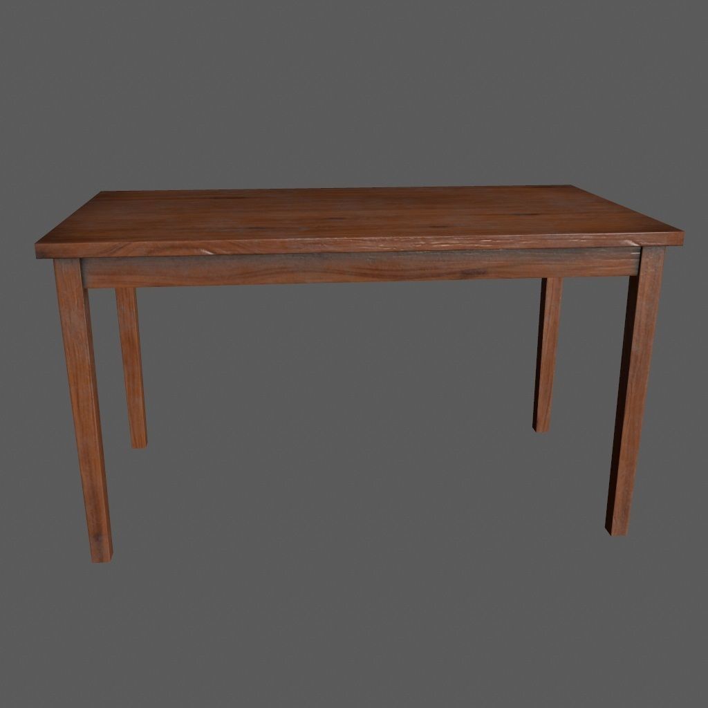table wooden Low-poly 3D model_4