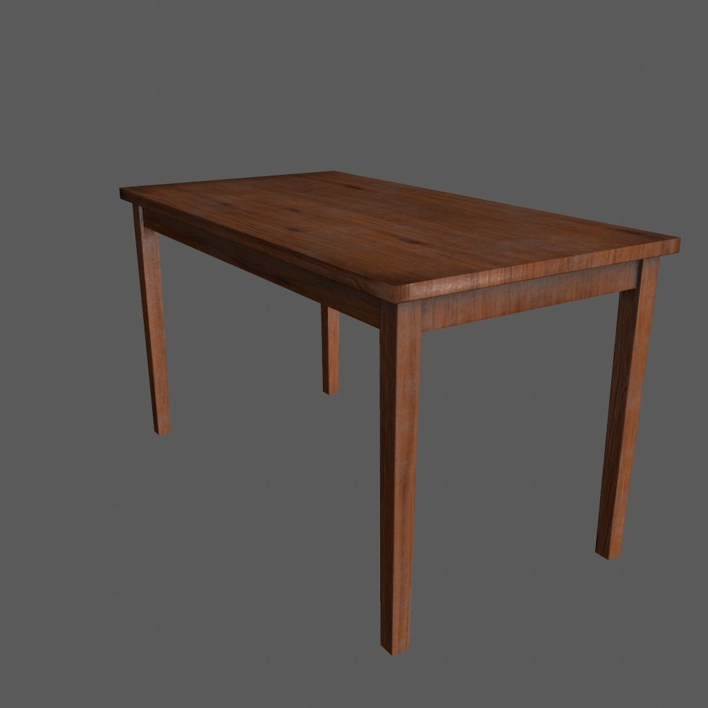 table wooden Low-poly 3D model_7