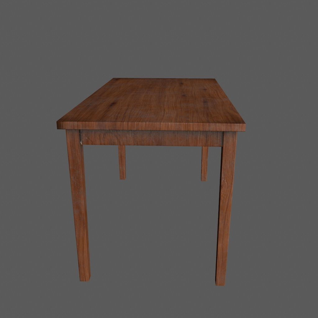 table wooden Low-poly 3D model_3