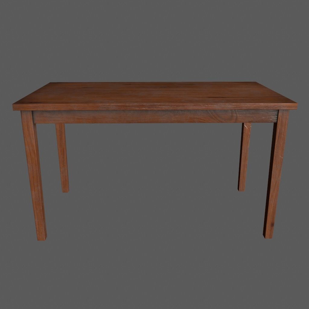 table wooden Low-poly 3D model_1