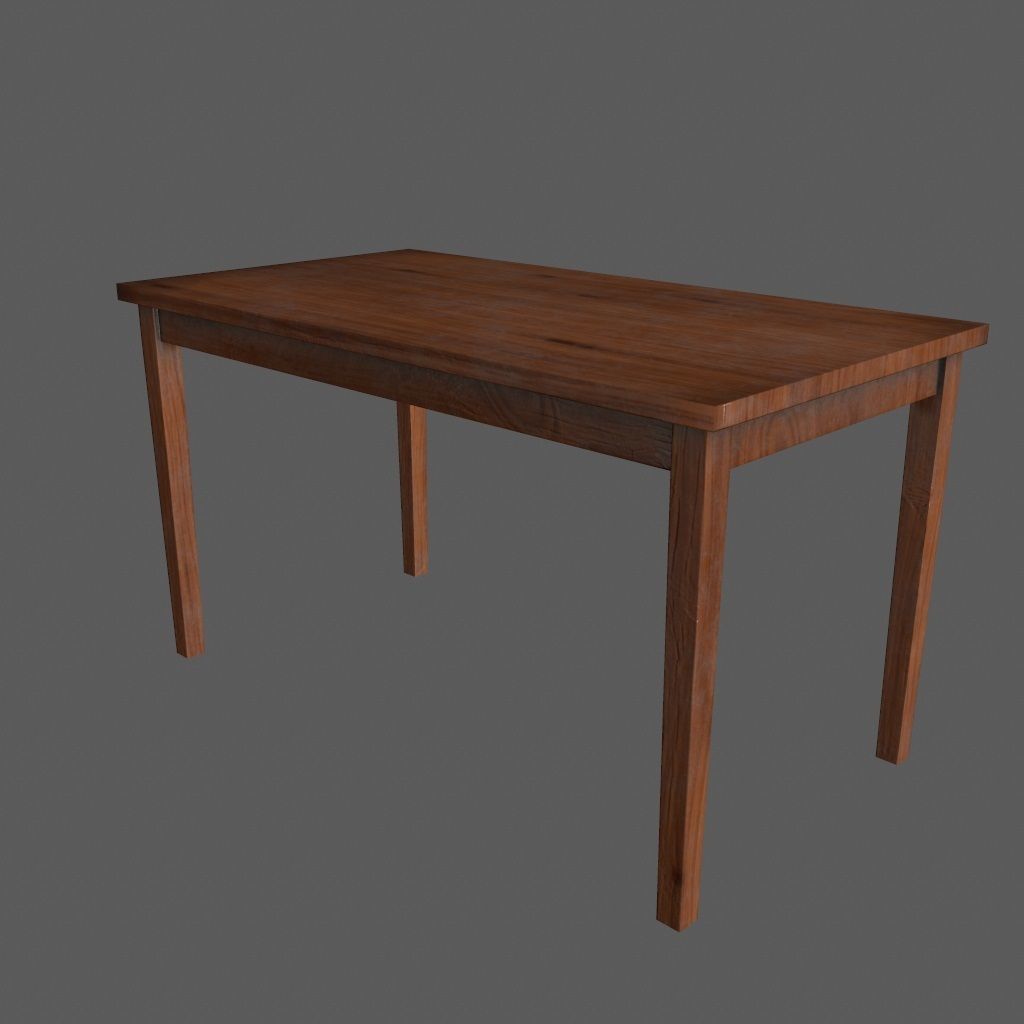 table wooden Low-poly 3D model_8