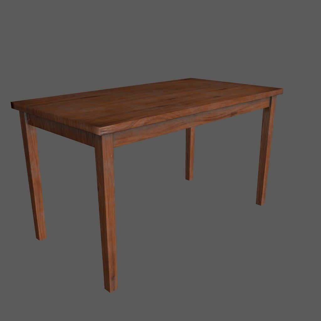 table wooden Low-poly 3D model_2