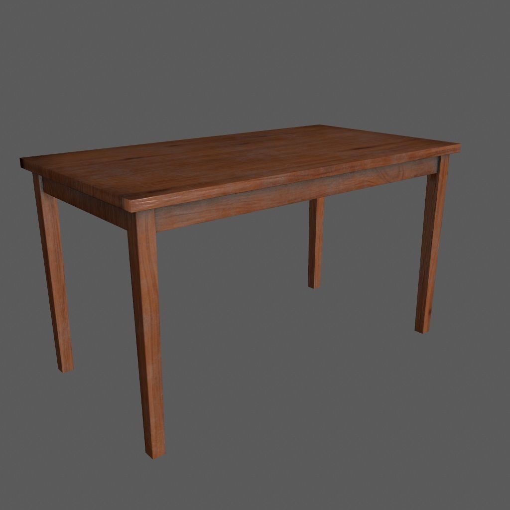 table wooden Low-poly 3D model_6