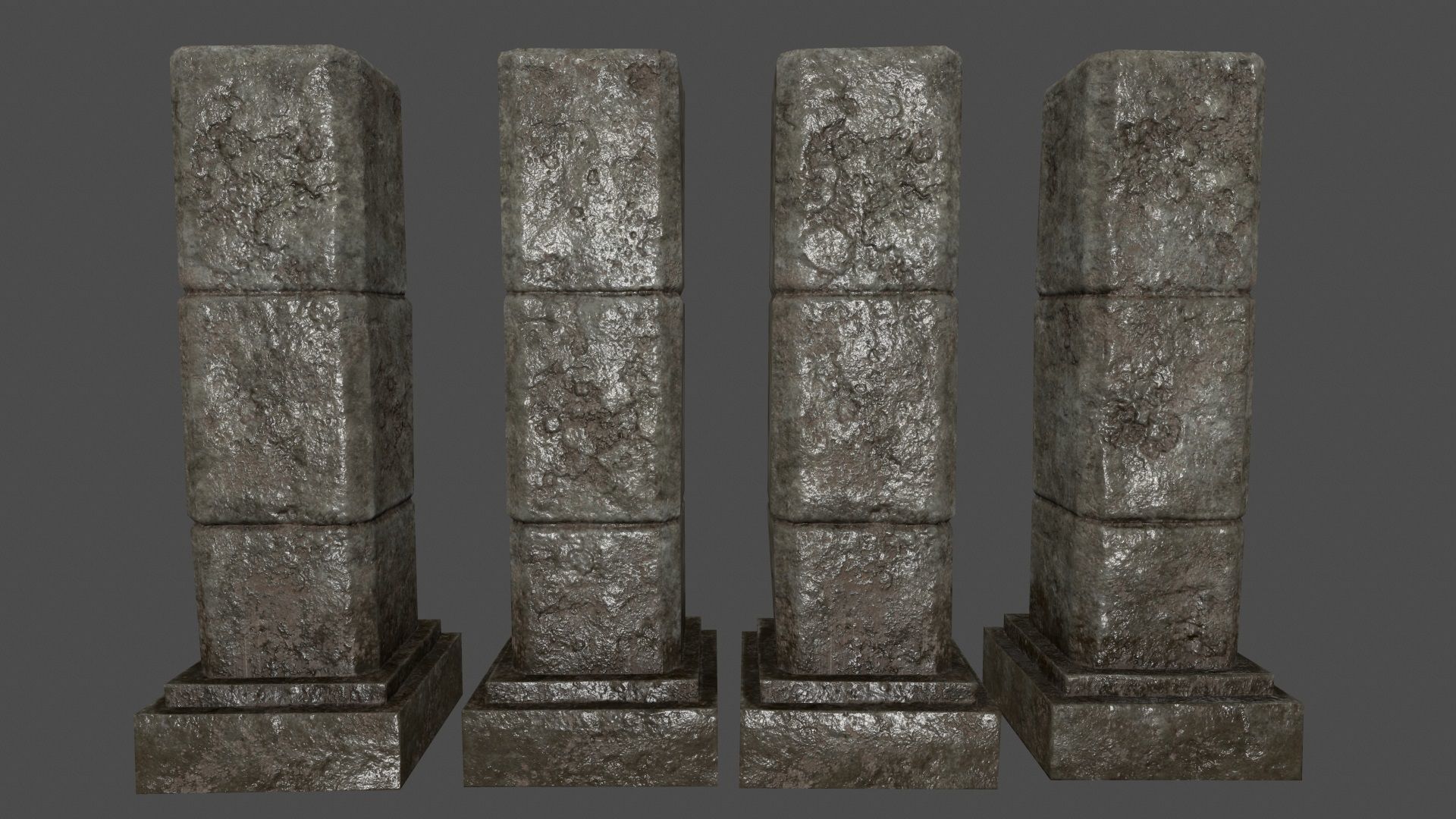 ruin set stone block Low-poly 3D model_4