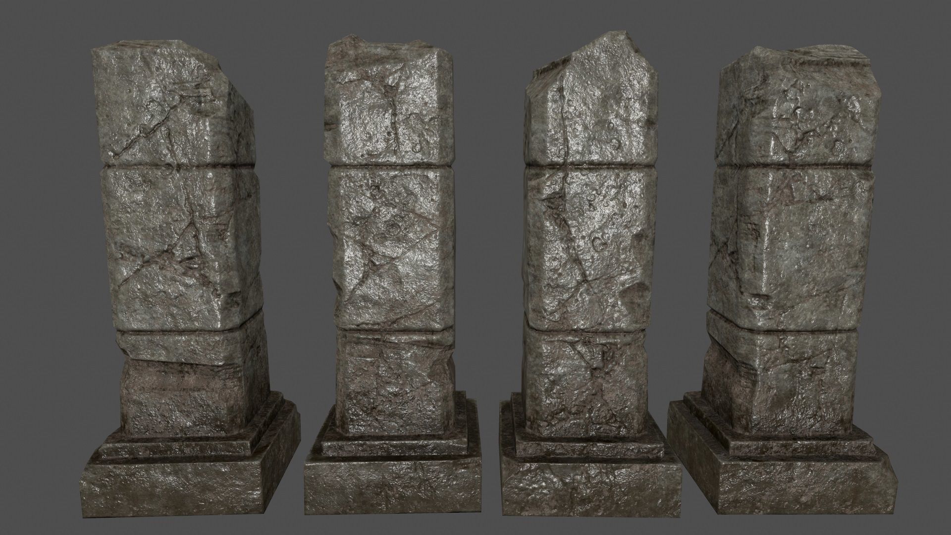 ruin set stone block Low-poly 3D model_9