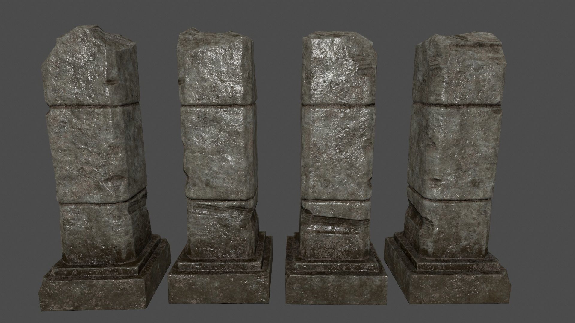 ruin set stone block Low-poly 3D model_6