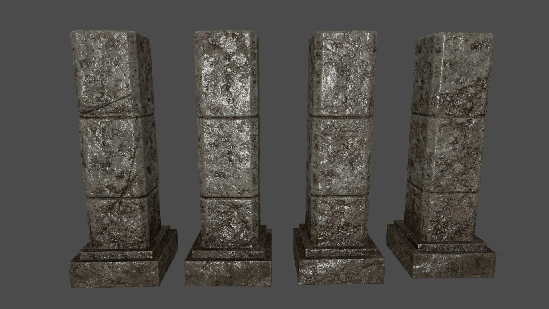 ruin set stone block Low-poly 3D model_7