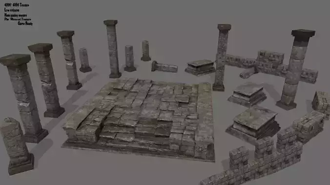 ruin set stone block