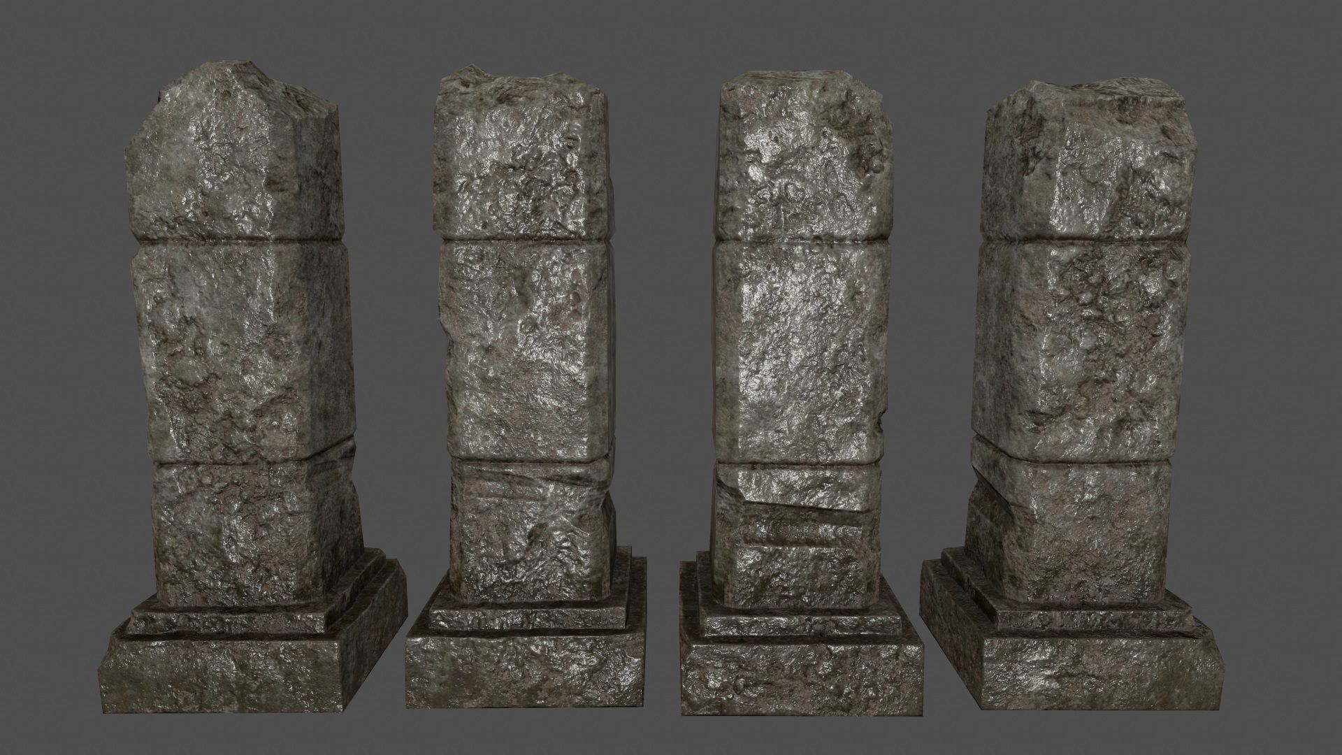 ruin set stone block Low-poly 3D model_5