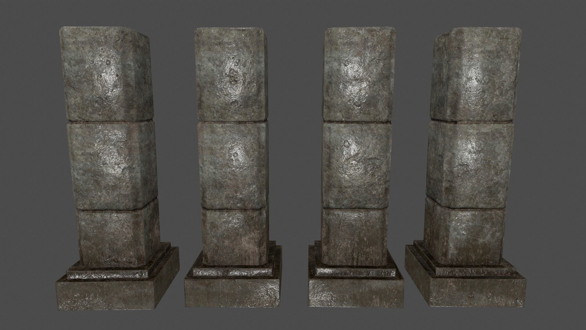 ruin set stone block Low-poly 3D model_2