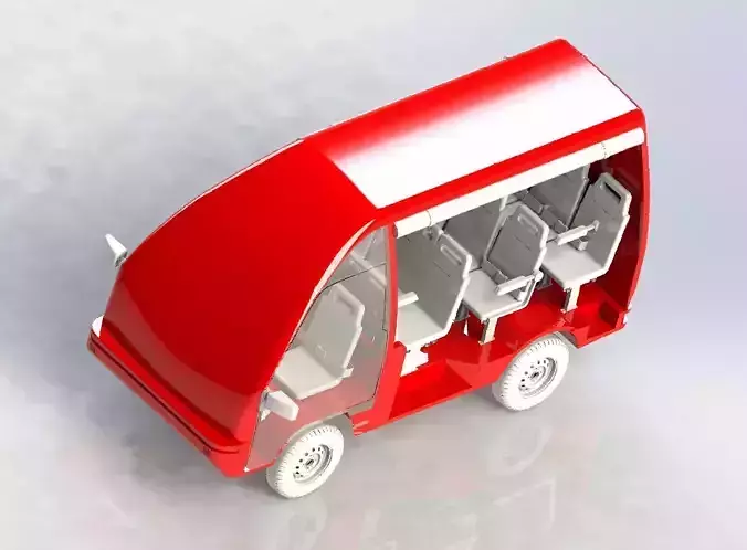 minibus mini bus with four seats 3D model