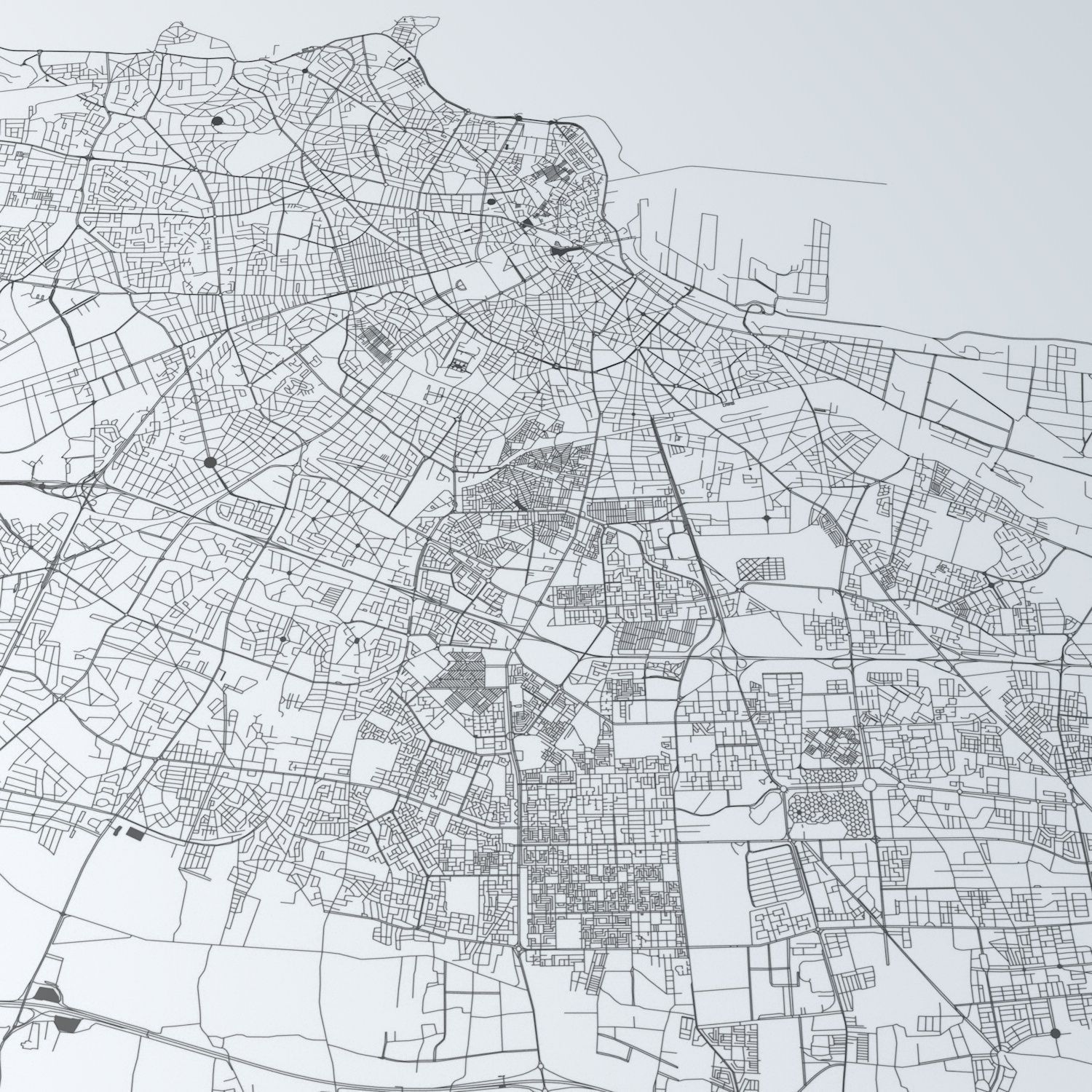 Casablanca Road Network and Streets 3D model_7