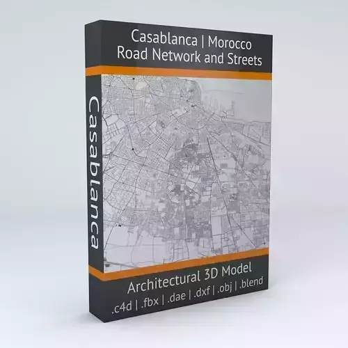 Casablanca Road Network and Streets 3D model Casablanca Road Network and Streets 3D model