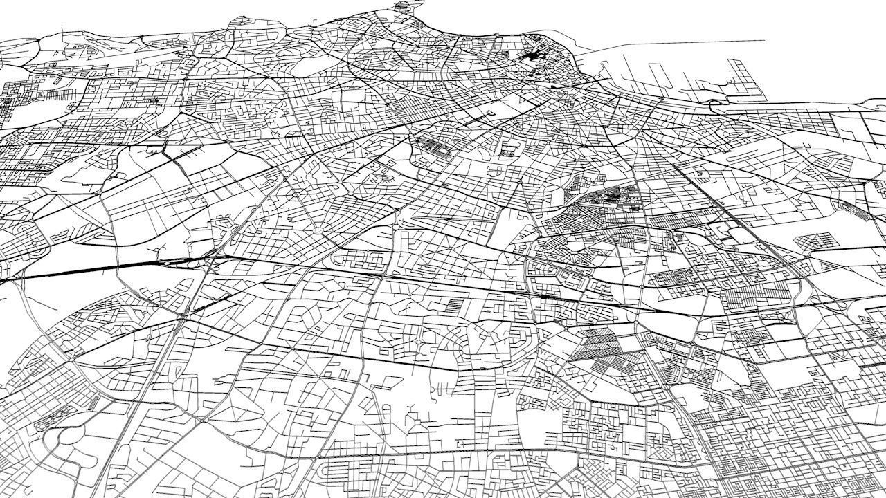 Casablanca Road Network and Streets 3D model_10