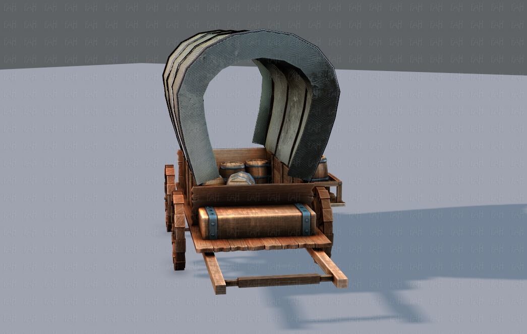 Medieval CartV01 Low-poly 3D model_26