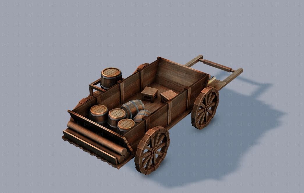 Medieval CartV01 Low-poly 3D model_5