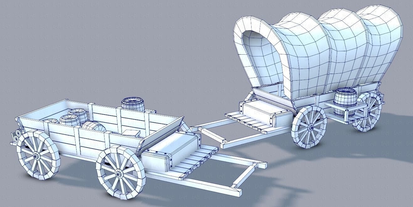 Medieval CartV01 Low-poly 3D model_2