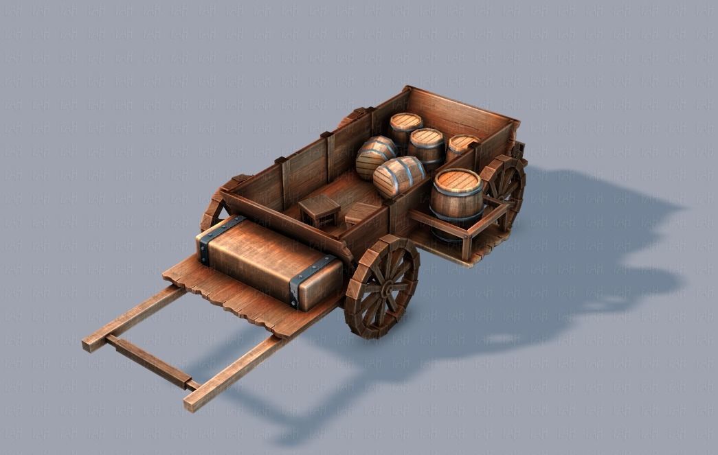Medieval CartV01 Low-poly 3D model_9
