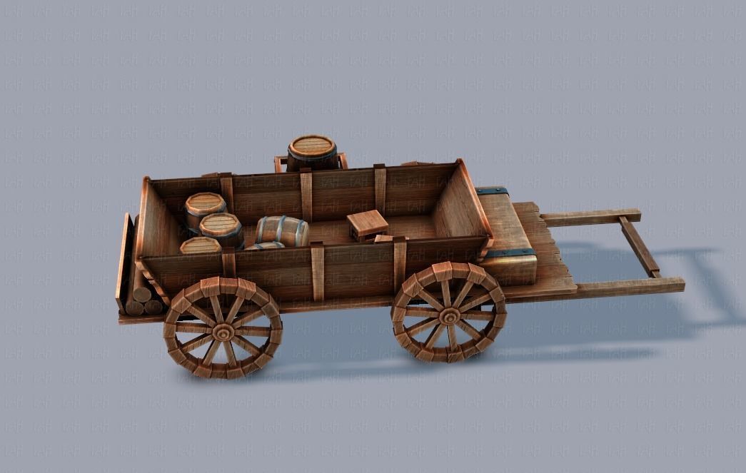 Medieval CartV01 Low-poly 3D model_4
