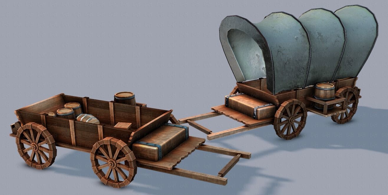 Medieval CartV01 Low-poly 3D model_1