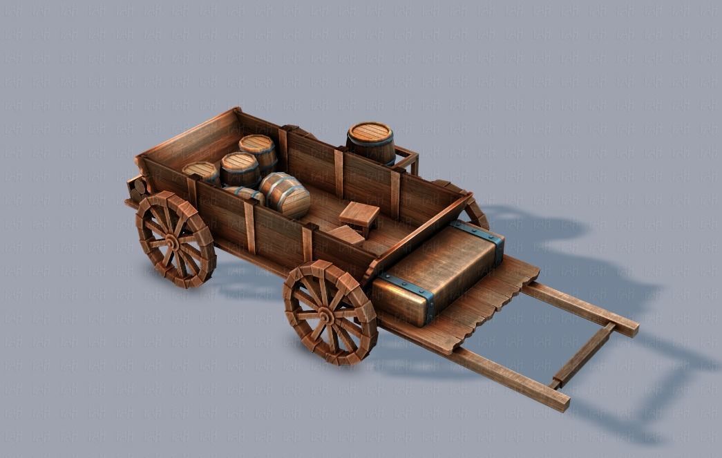 Medieval CartV01 Low-poly 3D model_3
